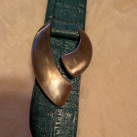 Women green leather belt - Picture 2 of 2